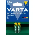 Produktbild: Akku Batterien VARTA Recharge Accu Phone AAA R3 800 mAh 2 Stück/Blister, optimierte Kapazität, 1,2 V VaT398-2
