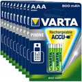 Produktbild: 2x VARTA Phone-Akku 56398 Micro AAA HR03 800mAh NiMH 10 Stück  =  20 Akku`s!