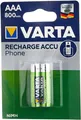Produktbild: VARTA RECHARGE ACCU Phone AAA, 2er Blister Akku (Ni/MH), 800 mAh, 1,2 Volt)