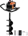 Produktbild: VEVOR Erdbohrer mit Benzinmotor, 52 CC, 1450 W, Benzinbohrer mit 8-Zoll-Bohrkronen und 1 Verlängerungsstange, Lochbohrer Orange+Schwarz