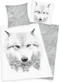 Produktbild: Bettwäsche Set mit Wolf 135 x 200 cm 80 x 80 cm 100% Baumwolle