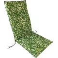 Produktbild: KETTLER Hochlehner Auflage für Gartenstühle 120x48 cm Dessin 931 Grün - Palmenmotiv - 6cm Dicke Polsterauflage mit Befestigungskordeln und Halteband