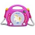 Produktbild: Bobby Joey CD-Player für Kinder mit 2 Mikrofonen zum Mitsingen MP3, SD, USB pink