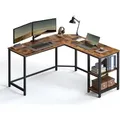 Produktbild: VASAGLE Schreibtisch L-förmiger Computertisch Eckschreibtisch mit 2 Ablagen LWD72X - Braun/Schwarz