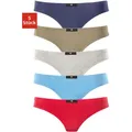Produktbild: String H.I.S, Damen, Gr. 34, bunt (rot, marine, blau, khaki, grau, meliert), Obermaterial: 95% Baumwolle, 5% Elasthan, unifarben, körpernah, Unterhosen String, aus elastischer Baumwoll-Qualität