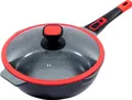 Produktbild: Ø32cm Bratpfanne ca. 9.5cm hoch KING® Click-Grip Aluguss mit Keramikbeschichtung Innen: FUSION TI / abnehmbarer Pfannengriff / mit Glasdeckel