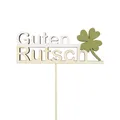 Produktbild: Blumenstecker Holz Silvesterdeko Schriftzug Glücksklee Neujahrsgruß, 9 Stück