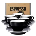 Produktbild: MUVELL 6x Espressotassen | Schwarz | Italian Style | dickwandig & schwer | spülmaschinenfest | Espresso 6er Set mit Untertassen - Geschenkset