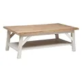 Produktbild: Atmosphera – Olbia Rechteckiger Couchtisch, Holz und Weiß – 120 x 70 cm – Akazie, Doppelablage – Fürs Wohnzimmer, Bohème-Stil
