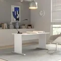 Produktbild: Forte TEMPRA2 Schreibtisch 140 150, moderner Schreibtisch, Home Office, Büro, Computertisch weiß, Holzwerkstoff, Weiß, 144 cm breit x 72 cm hoch x 72 cm tief