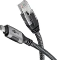 Produktbild: Wentronic goobay - Netzwerkkabel - 24 pin USB-C (M) zu RJ-45 (M) - 1,0m - 6 mm - FTP - CAT 6 - USB 3,1 - geflochtenes Kabel - Schwarz, Silber (70696)
