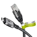 Produktbild: goobay 70696 goobay USB C 3.1/RJ45 CAT 6 Kabel 1,0 m grau, schwarz, 1 St.