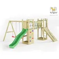 Produktbild: Fungoo - Spielturm 'maxi Funny', Natur, Mit Doppelschaukel, Rutsche, Verbindungselement, Kletterwand Und Rampe
