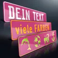 Produktbild: 1x Funschild geprägt | Pink mit Wunschtext | Fun Kennzeichen | Namensschild Rosa