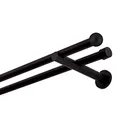 Produktbild: Gardinenstange schwarz 200 cm 2-läufig 19 mm aus Metall Wandbefestigung Kugel