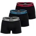 Produktbild: BOSS Herren Boxershorts, 3er Pack - Power Trunks, Logo, Baumwollmischung, einfarbig Schwarz/Rot/Blau/Grau L