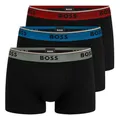 Produktbild: BOSS 3er Pack Herren Trunks Power Boxer Boxershorts Unterhosen Cotton Stretch, Farbe:Mehrfarbig, Wäschegröße:L, Artikel:-964 Black Multi Bund