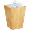 Produktbild: Papierkorb Bambus, eckig, 6 l, ohne Deckel, für Büro, Kinderzimmer, Bad, Mülleimer HxBxT: 27x20x20cm, natur - Relaxdays