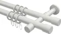 Produktbild: Interdeco Gardinenstange / Vorhangstange Weiß, Typ Prestige Santo (Kappe), 20 mm Ø 2-läufig, 100 cm