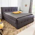 Produktbild: riess-ambiente Design Boxspringbett SIGNUM 140x200cm dunkelgrau Samt inkl. Topper Matratzen Bettkasten Bett Polsterbett
