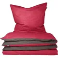 Produktbild: Schiesser - Bettwäscheset Doubleface - Renforcé - 2-teilig - 155 X 220 Cm - Rot-dunkelgrau