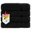 Produktbild: Hammetex 4 Stück Handtücher Set – 50x100 cm, 100% Baumwolle 4X Handtuch - ÖKO-TEX Zertifiziert, mit Aufhängeschlaufe, weich und saugstark, schnell trocknend, Schwarz