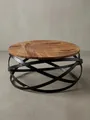 Produktbild: Industrial Couchtisch mit massiver Holzplatte und Metallgestell, modernes Wohnzimmer, komplett montiert. 60x60x30 cm | Kadima Design