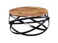 Produktbild: KADIMA DESIGN Industrial Couchtisch mit massiver Holzplatte und Metallgestell, modernes Wohnzimmer, komplett montiert.