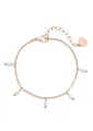 Produktbild: Hey Happiness Perlenarmband Damen Edelstahl, Armkette Perlen 18K Gold Roségold, Edelstahl Kettchen Perle weiß hängend, wasserfest