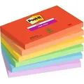 Produktbild: Post-it Super Haftnotizen 76 x 127 mm Blau, Grün, Orange, Rot, Violett, Gelb Rechteckig Einfarbig 6 Blöcke mit 90 Blatt