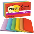 Produktbild: Post-it Super Sticky Notes Playful Collection, Packung mit 6 Blöcken, 90 Blatt pro Block, 76 mm x 127 mm - Extra-stark klebende Notizzettel für To-Do-Listen und Erinnerungen