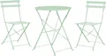 Produktbild: BELIANI Balkonset Mintgrün Stahl 3-Teilig Runder Tisch mit 2 Stühlen Zusammenklappbar Modern Französicher Stil Terrasse Garten Outdoor Ausstattung