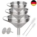 Produktbild: HAUSPROFI Trichter Set aus Edelstahl für die Übertragung von flüssigen Zutaten,