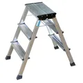 Produktbild: Klapptritt Krause Trittleiter Rolly - 2x3 Stufen Doppel-Klapp Tritt mit Roll/Stop-Automatik, Farbe alu 130068
