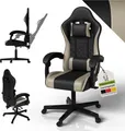 Produktbild: Juskys Gamingstuhl HyperSeat, ergonomisch, Kunstleder, höhenverstellbar – Schwarz/beige