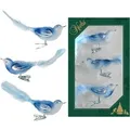 Produktbild: Krebs Glas Lauscha Weihnachtsornamente Vögel Blau 3er-Set 7cm