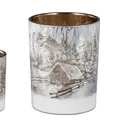 Produktbild: Teelichthalter, Windlicht WINTER KLASSIK H. 13cm silber braun Formano W25