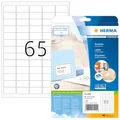 Produktbild: HERMA 4504 Universal Etiketten, 25 Blatt, 38,1 x 21,2 mm, 65 pro A4 Bogen, 1625 Stück, selbstklebend, bedruckbar, matt, blanko Papier Klebeetiketten Aufkleber, weiß