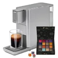 Produktbild: Tchibo Qbo ICONIC Premium Kapselmaschine inkl. 16 recyclebaren Qbo Kaffeekapseln für Espresso, Caffè Crema und Caffè Grande, hochwertiges, kompaktes, innovatives Design, Frozen Silver, Grau