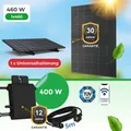Produktbild: Balkonkraftwerk 460W mit Hoymiles HM-400 Wechselrichter-Premium 460 W Glas-Glas Full Black Modul (bifazial) (inkl. Universalhalterung)