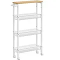 Produktbild: Vasagle Nischenregal LRC032W09, weiß, mit Rollen, 4 Ablagen, aus Metall, (B/H/T) 13 x 77 x 45,4cm