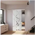 Produktbild: inova wohnen Glasschiebetür Kreise Dekor Größenauswahl, Komplett Set mit Schienensystem weiß 102.5 cm x 220 cm