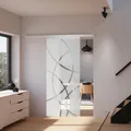 Produktbild: Tür Schiebetür Glas Kreise 1025 x 2200 Zimmertür Glasschiebetür Schiebetürsystem - Griffmuschel