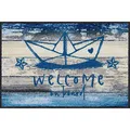 Produktbild: Salonloewe Papierschiffchen Fußmatte waschbar 050 x 075 cm Fußabtreter Schmutzfangmatte maritim nordisch Seestern Welcome willkommen