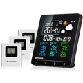Produktbild: Bresser Quadro Individio Wetterstation NV mit 3 Außensensoren, integriertem Thermo-Hygrometer, 4 Messwerten und Luftdruckhistorie sowie Weckfunktion