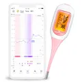 Produktbild: Basalthermometer Fruchtbarkeitsthermometer Bluetooth zur Zykluskontrolle/Kinderwunsch mit Premom APP von Easy@Home, Thermometer mit Auto BBT Sync, Oranger Hintergrundbeleuchtung LCD-Anzeige, BT-A31