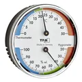 Produktbild: Analoges Thermo-Hygrometer mit Metallring silber weiß Made in Germany 7x2x7 cm