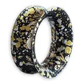 Produktbild: viva-adorno 1 Stück Tube Flesh Tunnel Plug Silikon Ohr Piercing Glitter Glitzer gesprenkelt flexibel Größe Z108g Schwarz/Silber/Gold, 10mm