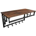 Produktbild: Vasagle Wandgarderobe LCR12BX, Metall / Holz, 66 x 27cm, mit Kleiderstange und 5 Haken, vintage braun