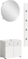 Produktbild: xonox.home Badmöbel-Set, (3tlg. Set bestehend aus 1 WBU, 1 Paneel, 1 Spiegelschrank rund), Weiß Melamin Modern 60x187x37 cm
